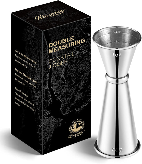 KITESSENSU Jigger for Bartending, Japanese 2 oz 1 oz with Measurements, 18/8 Stainless Steel Cocktail Jiggers