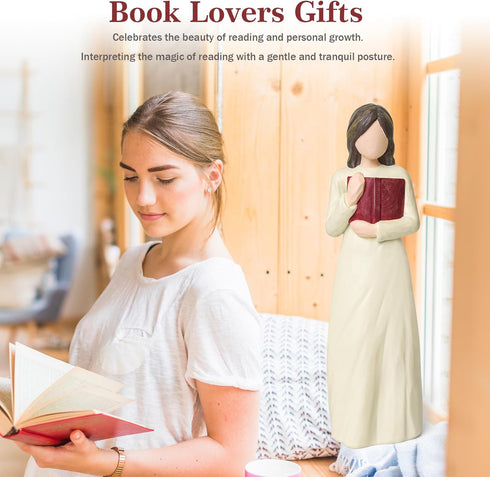 Book Lovers Gifts Bookshelf Decor Aesthetic Reading Decor Figurines, Bookish Gifts for Readers Women, Teachers