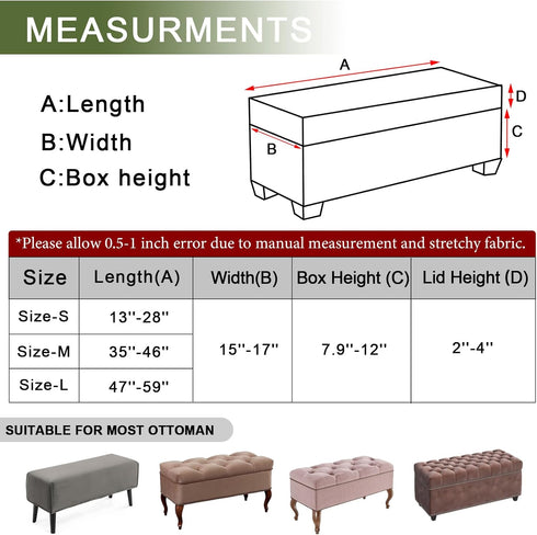 Large,83 FUANGUI Ottoman Cover Stretch Storage Ottoman Bench Slipcover Printed Folding Storage Bench Ottoman Cover
