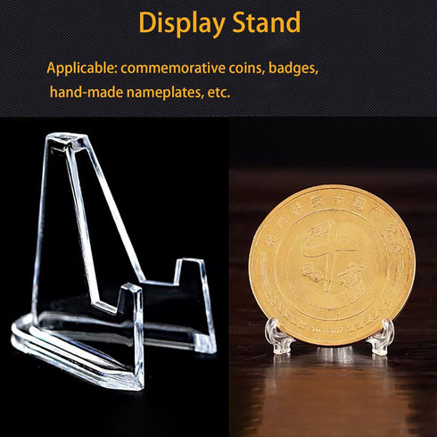 Acrylic Card Stands, Mini Coin Display Easel Holders for Coins, Pocket Watches, and Challenge Medals (Clear, 30 Pieces)