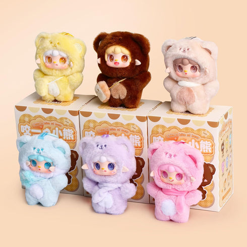 Yooki Cute Plush Pendant Blind Box,Random Vinyl Dolls Surprise Birthday Gifts,Single Mystery Box-Take A Bite of Bear