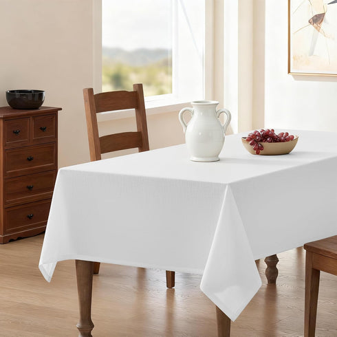 Jayrma 55 55 Inch 4 White Square Tablecloth x Small White Linen Table Cloth for Foot Square Table Wrinkle Resistant