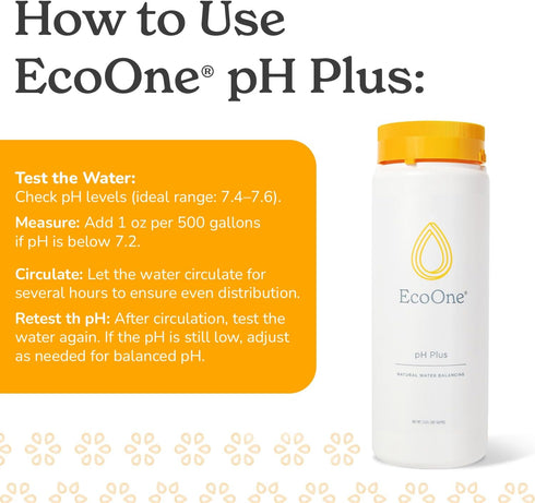 2 Lbs pH Plus by EcoOne | Natural Water pH Increaser for Hot Tub Application | Chlorine-Free, Phosphate-Free Hot Tub pH