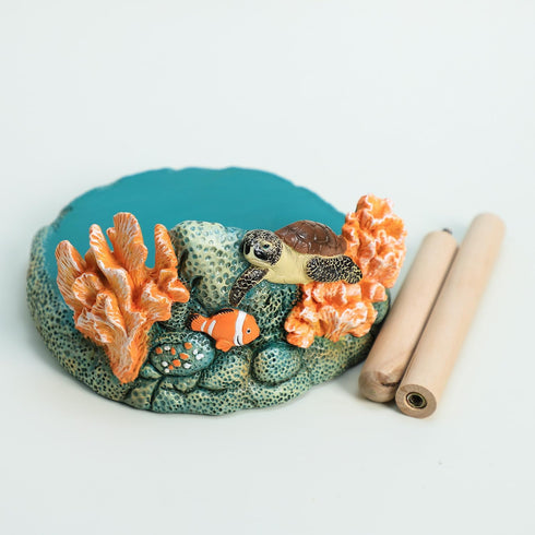 Bicuzat Countertop, Sea Animal and Coral Pattern Paper Towel Holder Stand, Resin Turtle Dolphin Crafts Display