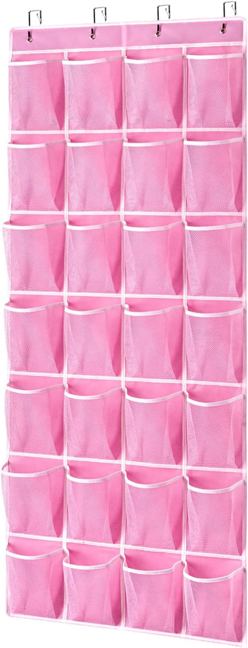 KEEPJOY 28 Pockets Hanging Shoe Organizer - Over the Door Shoe Holder Rack with Mesh Pockets, Large Size 65 x 23 Inch