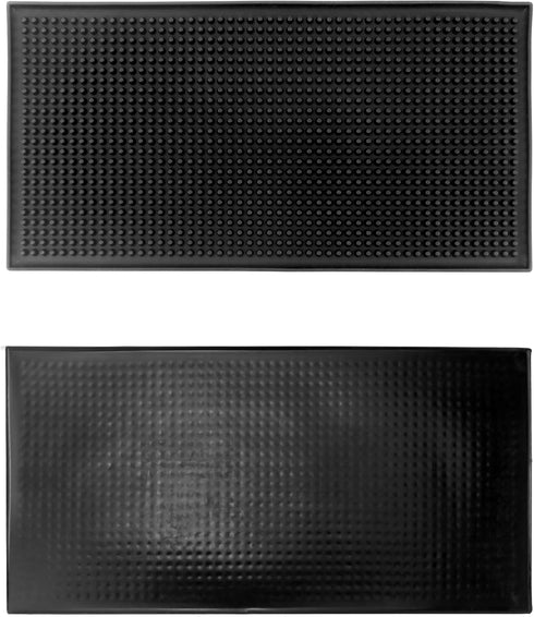 QWORK 6 Pack 12" x 6" Black Bar Mat Spill Mat, Rubber Bar Mat, Cocktail Mixing Service Mat, Non Slip Glass Drying Mat for Restaurants Counter Top, Coffee, Bars