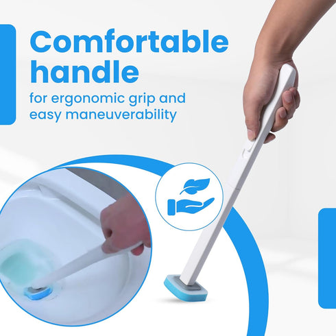 WizardFlush Toilet Brush - Disposable Toilet Bowl-Cleaner for Bathroom - Scrub Brush for Toilet - Space Saving
