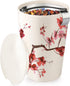 12 oz Tea Forte Double-Walled Ceramic Kati Cup, Removable Stainless Steel Infuser Basket and Lid, Steeps Loose Leaf
