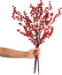WILLBOND Artificial Red Berry Stems 21.6 Inch Christmas Red Berries Holly Berry