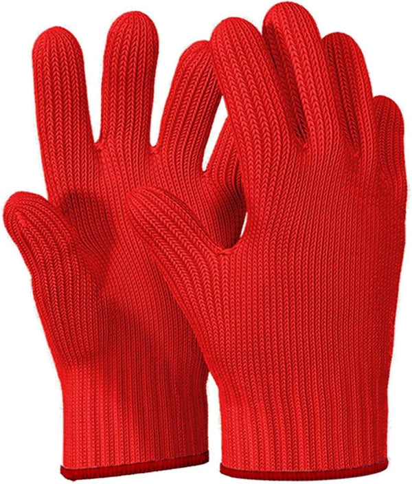 Killer's Instinct Outdoors Heat Resistant Gloves, Oven Mitts with Fingers, Red Cotton Kitchen Holders Double Set