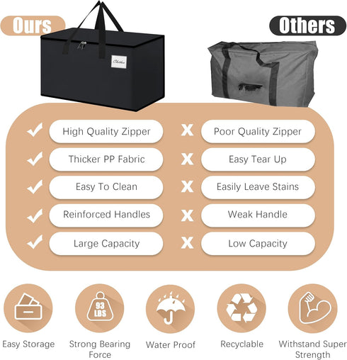 Heavy Duty Moving Bags - Extra Large Packing Bags and Storage Totes, Collapsible and Foldable for Moving and Storage,