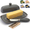 Zulay Butter Dish With Lid For Countertop - Porcelain Gray, Ceramic Butter