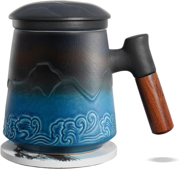 ZENS Tea Cup with Infuser and Lid for Loose Leaf Tea Steeper,