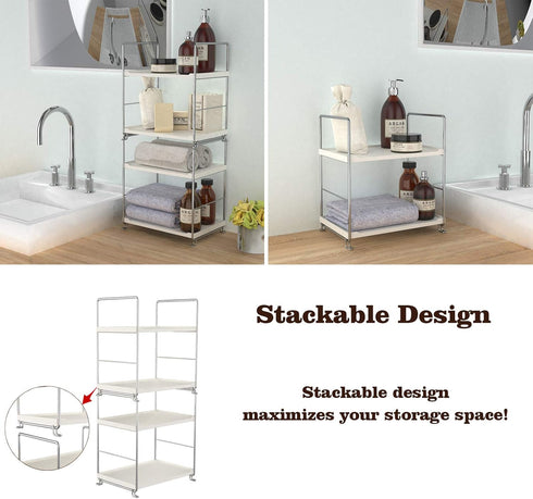 kaileyouxiangongsi Plastic/Metal 2-Tier Freestanding Stackable Organizer Shelf for Bathroom Countertop and Kitchen