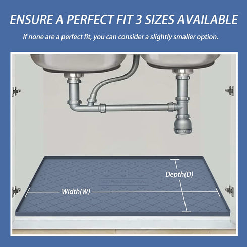 Under Sink Mat for Kitchen, Waterproof 37" x 22" Silicone Mat for Cabinet Sink Protector