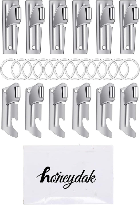 Honeydak Military P38 Can Openers with Key Ring, 12 Pieces Stainless Steel Portable Survival Camping Can Openers for