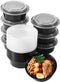 FULING 32 oz 50 ct Round Meal Prep Containers, Disposable Plastic Food Storage Lunch Boxes with Lids, BPA Free
