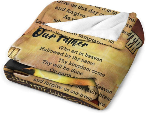 eiffecho 50"x60" The Lords Prayer Print Blanket Christian Bible Verse Scripture Religious Faith Throw Blankets