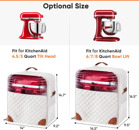 BAGSPRITE Stand Mixer Cover with Appliance Sliders, Compatible with KitchenAid Mixer, Storage Bag for 6/7/8 Quart