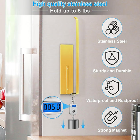 Gold Paper Towel Holder, Magnetic Paper Towel Holder for Fridge, Toilet Paper Roll Holder Magnet Fridge Rack Wall Mount
