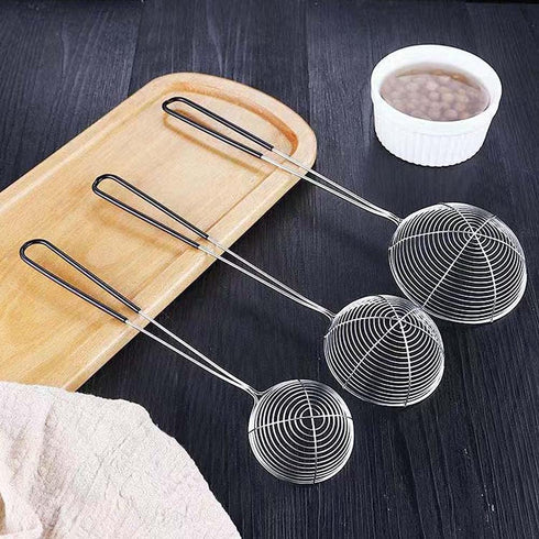 3Pcs Stainless Steel Round Hot Pot Strainer Set, Strainer Skimmer Spoon for Frying and Cooking, Professional Skimmer
