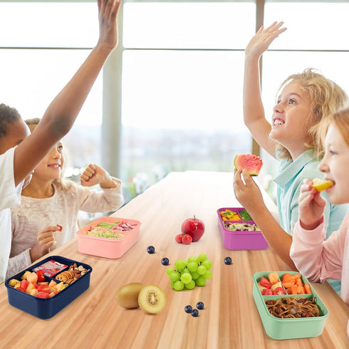 Caperci Classic Bento Box Adult Lunch Box, 47 oz Leakproof 3-Compartment Container for On-the-Go Eating, Navy Blue