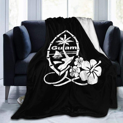 Guam Flower Hibiscus Decal Throw Blanket - Ultra-Soft Cozy Lightweight Micro Sherpa Plush Fleece for All Season 50"x40"