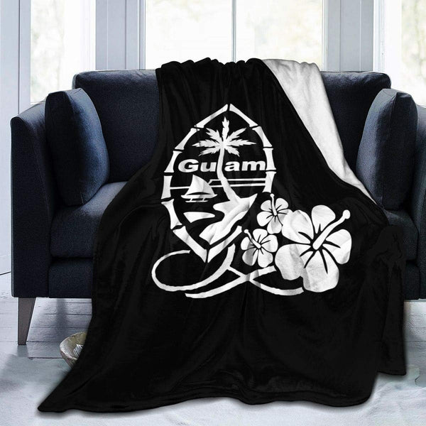 Guam Flower Hibiscus Decal Throw Blanket - Ultra-Soft Cozy Lightweight Micro Sherpa Plush Fleece for All Season 50"x40"