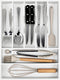 Bellsal Bamboo Silverware Drawer Organizer, 7 Slot Utensil Holder with Grooved Dividers for Kitchen and Office