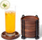 Set of 6 Wooden Coasters With Holder - Coffee Table Coasters for