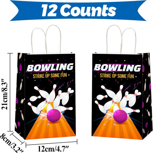 chiazllta 12 Pieces Bowling Party Gift Treat Bag, Bowling Ball Candy Goodie Favor Bags for Birthday Party Supplies