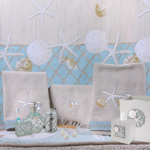 Countertop Avanti Linens - Soap Dish, Resin Soap Holder, Beach Inspired Bathroom Accessories (Seaglass Collection)