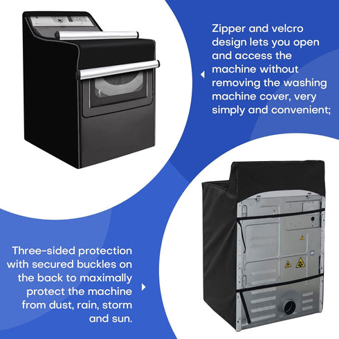 ANMINY Outdoor Waterproof Washer Dryer Cover, Dustproof Zipper Design for Most Top Load or Front Loading Machines