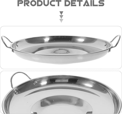 BESTonZON Stainless Steel Comal Concave Pan, Non-Stick Stir Fry Pan for Kitchen Restaurant Outdoor (Silver 36CM)