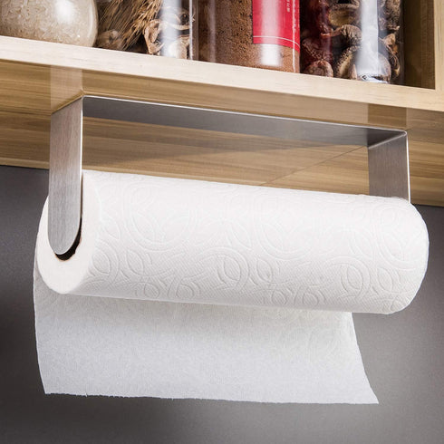 ZUNTO Paper Towel Holder Under Cabinet Self Adhesive Paper Towel Rack (No Drilling), Stainless Steel Wall Mount Paper