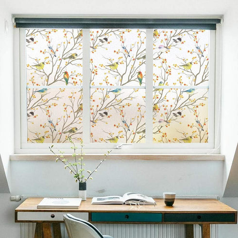 DKTIE Window Privacy Cling Film with Installation Tools - Non-Adhesive Frosted Bird Coverings for Bathroom