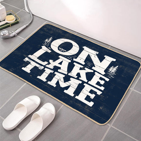 Welcome Indoor Mat - On Lake Time Gifts for Lake Lovers, Blue Lake Porch Mat, 30 x 16 Inch Room Decor