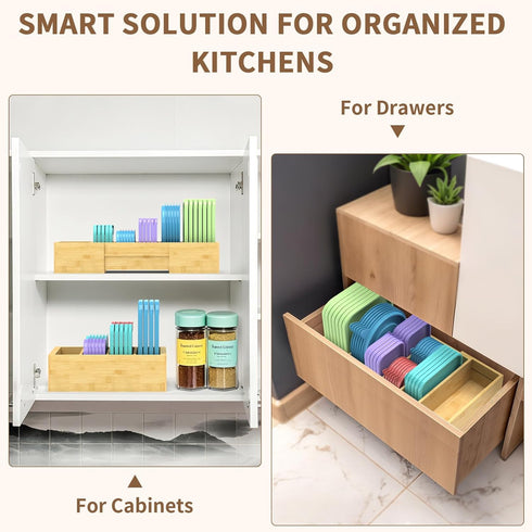 Countertop 3 Retro Shaw Large Expandable Kitchen Lids Organizer for Cabinet, Covers, Pantry, Drawer & Storage