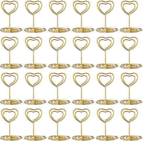 24 Pcs Mini Place Card Holders and 24 Pcs Place Cards with Gold Foil Border for Wedding, Birthday