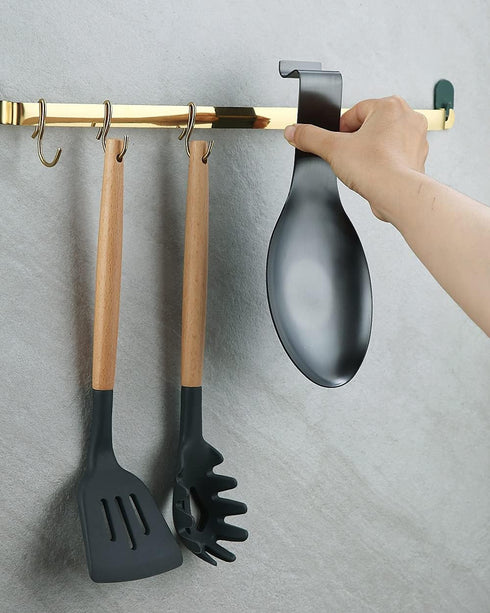 Matte Black Spoon Rest, Stainless Steel Holder for Stove Top, Kitchen Utensils Holder for Ladles, Tongs, Dishwasher Safe
