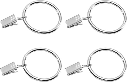 MroMax 24Pcs Silver Curtain Clip Rings with Hooks for Window Curtain Rods, 1.5" Inner Diameter