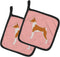 Caroline's Treasures BB3674PTHD Basenji Checkerboard Pink Pot Holders, Heat Resistant Kitchen Hot Pads for Cooking, 7