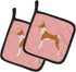 Caroline's Treasures BB3674PTHD Basenji Checkerboard Pink Pot Holders, Heat Resistant Kitchen Hot Pads for Cooking, 7