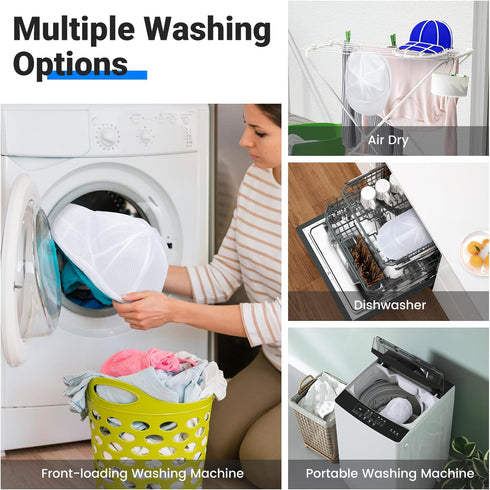 2 Pack Hat Washer with Mesh Bags, Adult/Kid's Hat Washer Frame for Dishwasher Storage