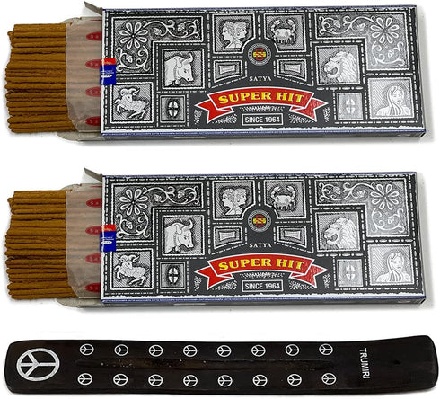 TRUMIRI Incense Stick Holder Bundle with Satya Super Hit Incense Sticks - Pack of 2 (Approx 200 Sticks)