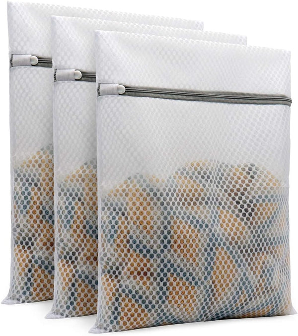 3Pcs Durable Honeycomb Mesh Laundry Bags for Delicates, 12 x 16 Inches (3 Medium)
