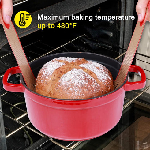 2 Pcs Silicone Bread Sling, Non-Stick Heat Resistant Baking Mat for Dutch Oven with Long Handle for Sourdough