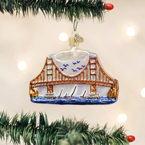 Old World Christmas Cities, Places and Landmarks Glass Blown Ornaments for Christmas Tree, Golden Gate