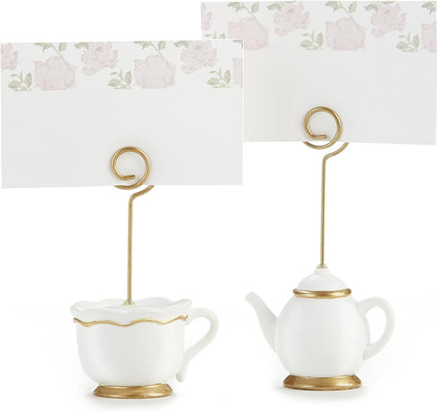 Kate Aspen Place Card Holders, Tea Time Whimsy, Teapot and Teacup, Set of 6, Pink