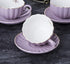8 OZ Set, 17-Pieces (FD-TW17PC Set, Jusalpha Fine China Purple Coffee Cup/Teacup, Saucer, Spoons, Teapot and Creamer